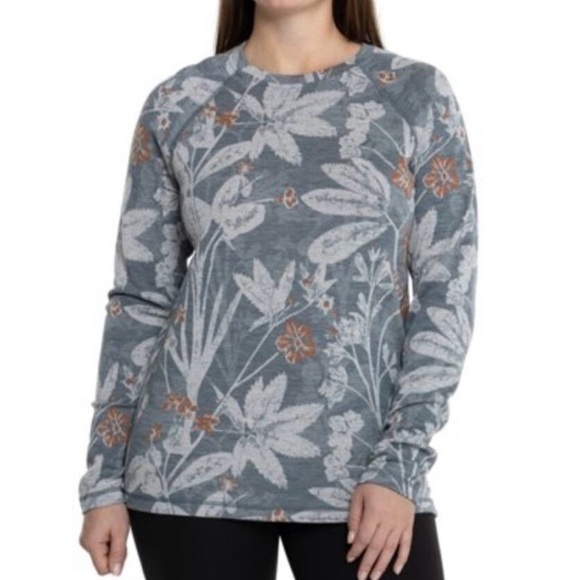Smartwool crew neck Merino Wool base layer top Winter Sky floral women’s 1X NEW - Picture 4 of 8